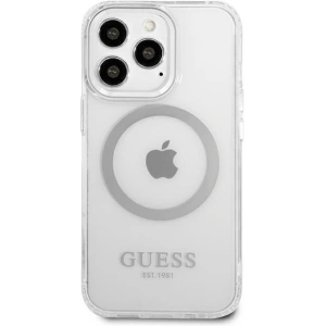 Wholesale Guess GUHMP13LHTRMS Apple iPhone 13 Pro silver hard case Metal Outline Magsafe - GUE2229 - {ean13} - Hurt