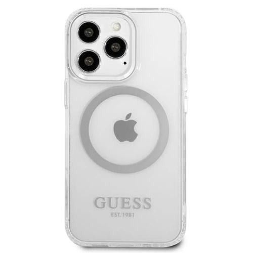 Etui Guess GUHMP13LHTRMS Apple iPhone 13 Pro srebrny/silver hard case Metal Outline Magsafe