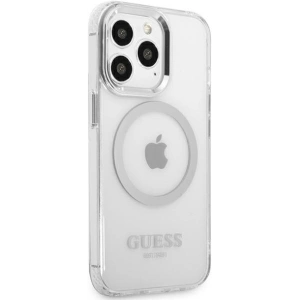 Wholesale Guess GUHMP13LHTRMS Apple iPhone 13 Pro silver hard case Metal Outline Magsafe - GUE2229 - {ean13} - Hurt