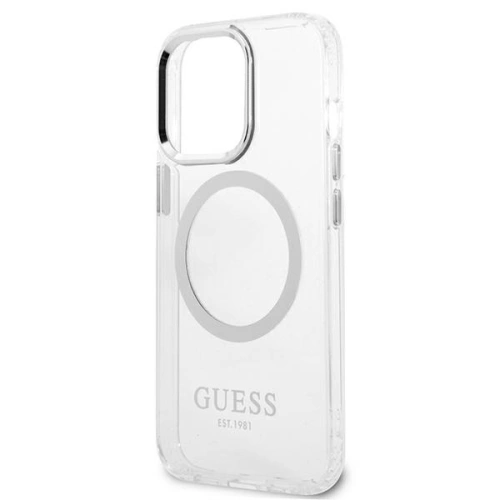 Etui Guess GUHMP13LHTRMS Apple iPhone 13 Pro srebrny/silver hard case Metal Outline Magsafe