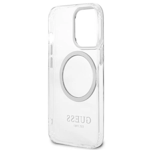 Etui Guess GUHMP13LHTRMS Apple iPhone 13 Pro srebrny/silver hard case Metal Outline Magsafe