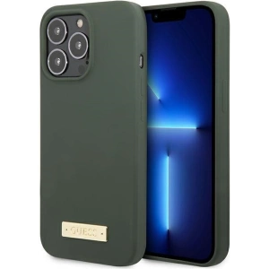 Etui Guess GUHMP13LSPLA Apple iPhone 13 Pro zielony/khaki hard case Silicone Logo Plate MagSafe