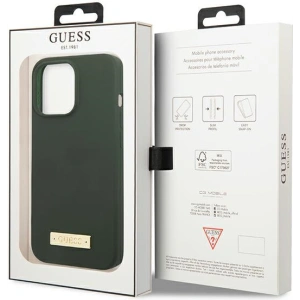 Etui Guess GUHMP13LSPLA Apple iPhone 13 Pro zielony/khaki hard case Silicone Logo Plate MagSafe