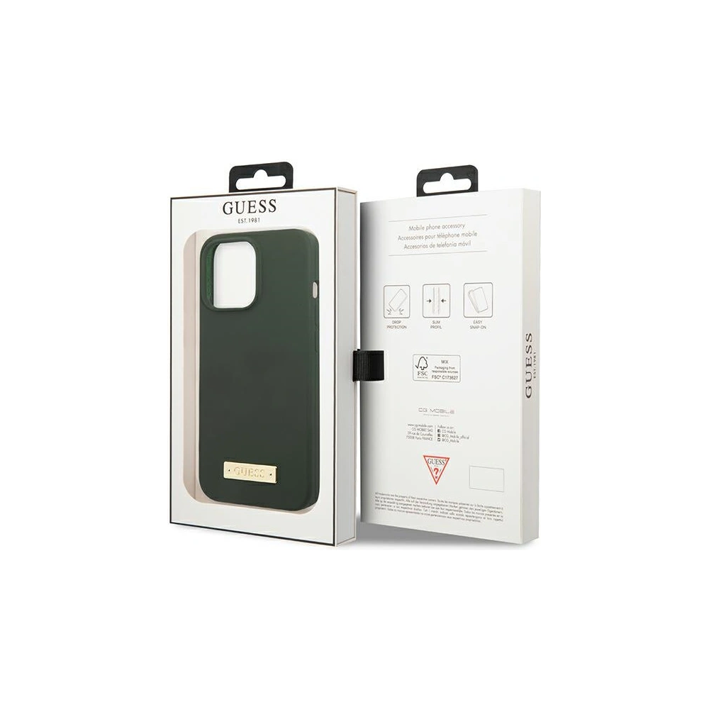 Wholesale Guess GUHMP13LSPLA Apple iPhone 13 Pro khaki hard case Silicone Logo Plate MagSafe - GUE2230 - {ean13} - Hurt