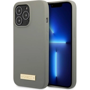 Etui Guess GUHMP13LSPLG Apple iPhone 13 Pro szary/grey hard case Silicone Logo Plate MagSafe