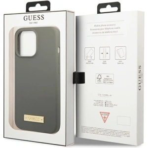 Etui Guess GUHMP13LSPLG Apple iPhone 13 Pro szary/grey hard case Silicone Logo Plate MagSafe