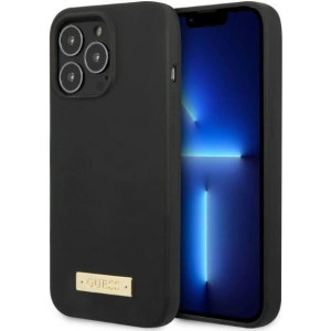 Etui Guess GUHMP13LSPLK Apple iPhone 13 Pro czarny/black hard case Silicone Logo Plate MagSafe