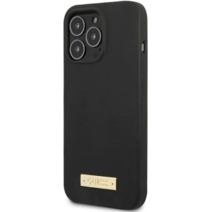 Etui Guess GUHMP13LSPLK Apple iPhone 13 Pro czarny/black hard case Silicone Logo Plate MagSafe