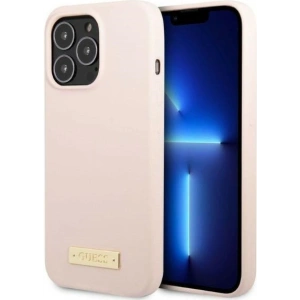 Etui Guess GUHMP13LSPLP Apple iPhone 13 Pro różowy/pink hard case Silicone Logo Plate MagSafe