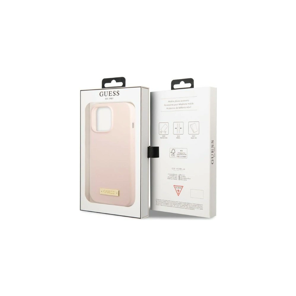 Wholesale Guess GUHMP13LSPLP Apple iPhone 13 Pro pink hard case Silicone Logo Plate MagSafe - GUE2233 - {ean13} - Hurt