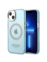 Etui Guess GUHMP13MHTCMB Apple iPhone 13 albastru/blue hard case Gold Outline Translucent MagSafe