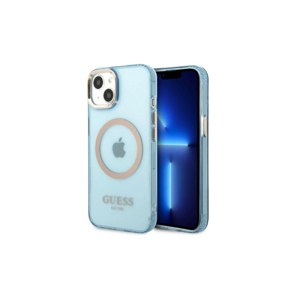 Hurtownia GSM - Etui Guess GUHMP13MHTCMB Apple iPhone 13 kék/blue kemény tok Arany Keret Átlátszó MagSafe - GUE2234 - {ean13} - Hurt