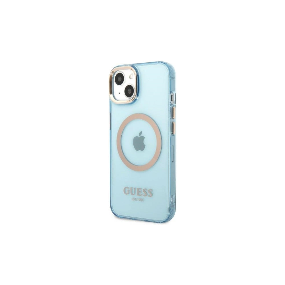 Hurtownia GSM - Etui Guess GUHMP13MHTCMB Apple iPhone 13 kék/blue kemény tok Arany Keret Átlátszó MagSafe - GUE2234 - {ean13} - Hurt