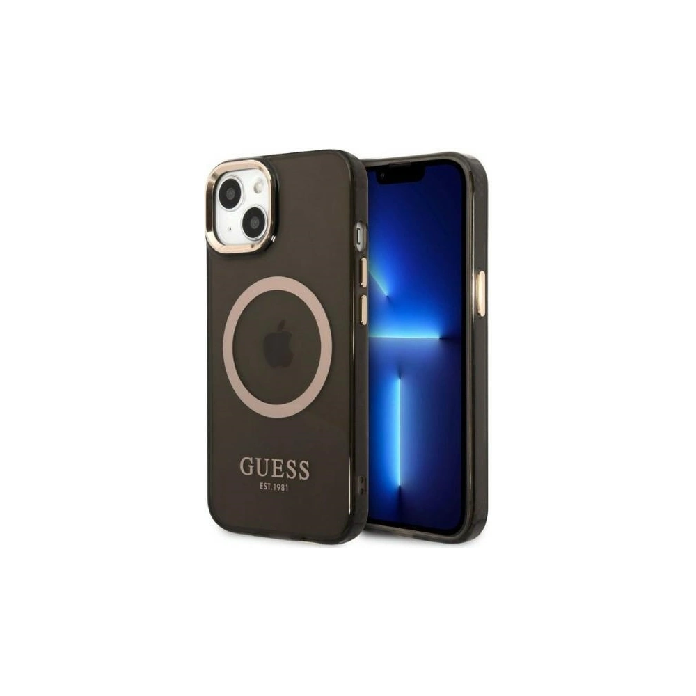 Hurtownia GSM - Etui Guess GUHMP13MHTCMK Apple iPhone 13 fekete/black kemény tok Arany Keret Átlátszó MagSafe - GUE2235 - {ean13} - Hurt