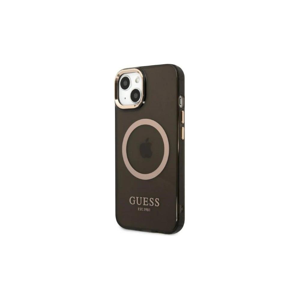 Hurtownia GSM - Etui Guess GUHMP13MHTCMK Apple iPhone 13 fekete/black kemény tok Arany Keret Átlátszó MagSafe - GUE2235 - {ean13} - Hurt