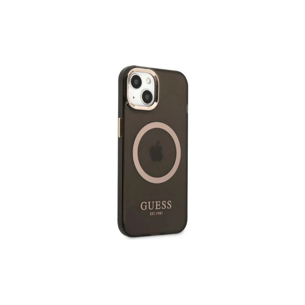 Hurtownia GSM - Etui Guess GUHMP13MHTCMK Apple iPhone 13 fekete/black kemény tok Arany Keret Átlátszó MagSafe - GUE2235 - {ean13} - Hurt