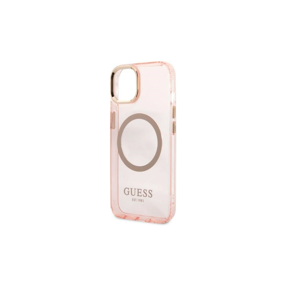 Hurtownia GSM - Etui Guess GUHMP13MHTCMP Apple iPhone 13 rózsaszín/pink kemény tok Arany Keret Átlátszó MagSafe - GUE2236 - {ean13} - Hurt