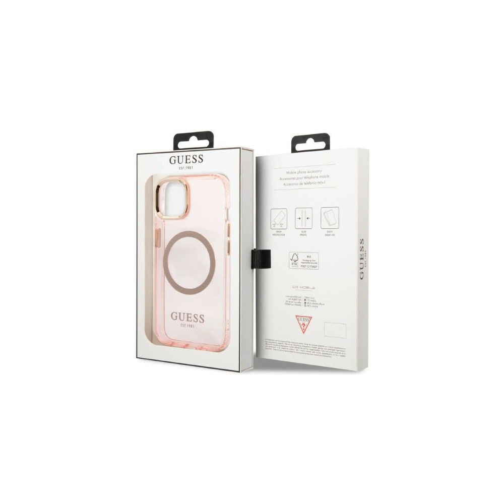 Hurtownia GSM - Etui Guess GUHMP13MHTCMP Apple iPhone 13 rózsaszín/pink kemény tok Arany Keret Átlátszó MagSafe - GUE2236 - {ean13} - Hurt