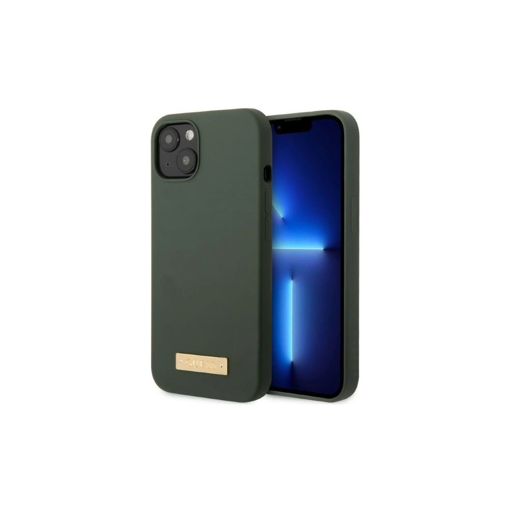 Hurtownia GSM - Etui Guess GUHMP13MSBPLA Apple iPhone 13 zöld/khaki kemény tok Szilikon Logo Plate MagSafe - GUE2238 - {ean13} - Hurt