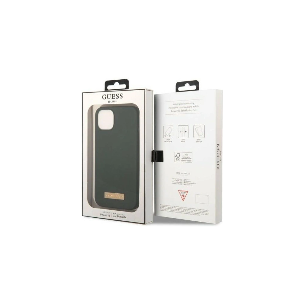Hurtownia GSM - Case Guess GUHMP13MSBPLA Apple iPhone 13 grün/khaki Hardcase Silikon Logo-Platte MagSafe - GUE2238 - {ean13} - Hurt