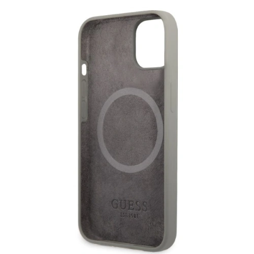 Etui Guess GUHMP13SSPLG Apple iPhone 13 mini szary/grey hard case Silicone Logo Plate MagSafe