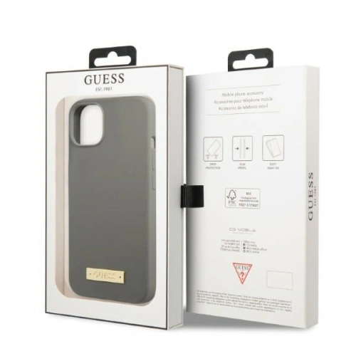 Etui Guess GUHMP13SSPLG Apple iPhone 13 mini szary/grey hard case Silicone Logo Plate MagSafe
