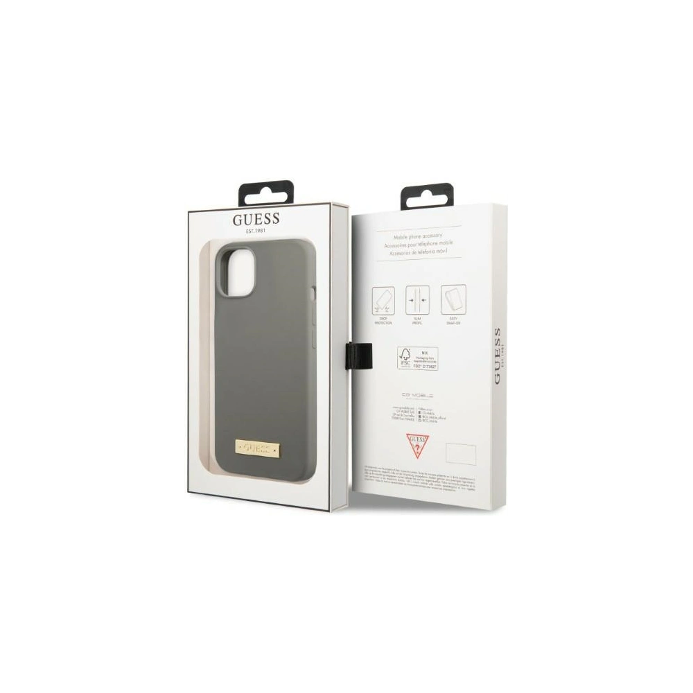 Hurtownia GSM - Case Guess GUHMP13SSPLG Apple iPhone 13 mini grau/grey Hartschale Silikon Logo Platte MagSafe - GUE2243 - {ean13} - Hurt