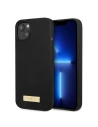 Case Guess GUHMP13SSPLK Apple iPhone 13 mini schwarz/black Hartschale Silikon Logo-Platte MagSafe