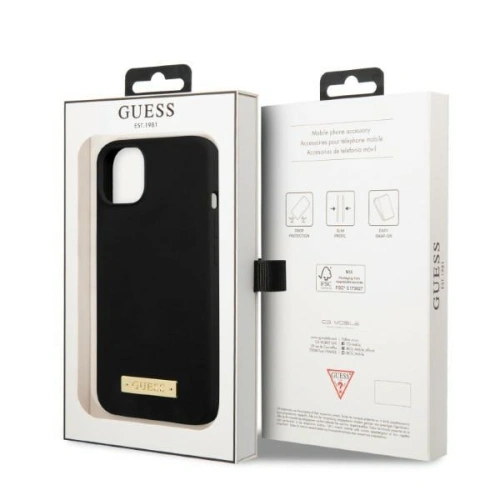 Etui Guess GUHMP13SSPLK Apple iPhone 13 mini czarny/black hard case Silicone Logo Plate MagSafe