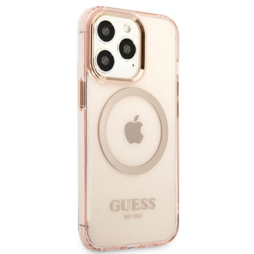 Etui Guess GUHMP13XHTCMP Apple iPhone 13 Pro Max różowy/pink hard case Gold Outline Translucent MagSafe