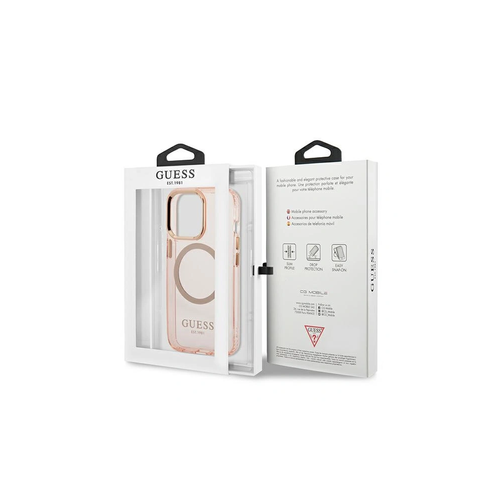 Hurtownia GSM - Etui Guess GUHMP13XHTCMP Apple iPhone 13 Pro Max rózsaszín/pink kemény tok Arany Körvonal Áttetsző MagSafe - GUE2248 - {ean13} - Hurt