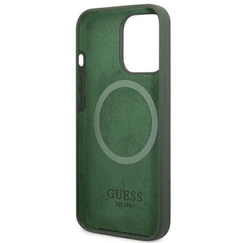 Etui Guess GUHMP13XSPLA Apple iPhone 13 Pro Max zielony/khaki hard case Silicone Logo Plate MagSafe