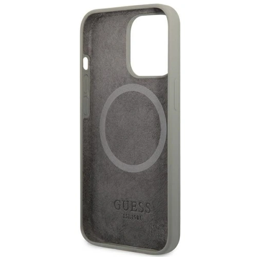 Etui Guess GUHMP13XSPLG Apple iPhone 13 Pro Max szary/grey hard case Silicone Logo Plate MagSafe