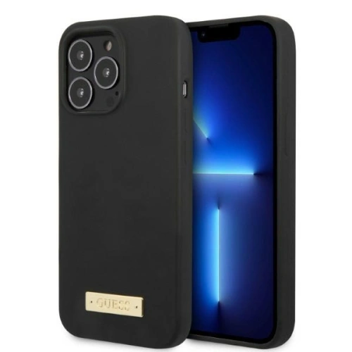 Etui Guess GUHMP13XSPLK Apple iPhone 13 Pro Max czarny/black hard case Silicone Logo Plate MagSafe