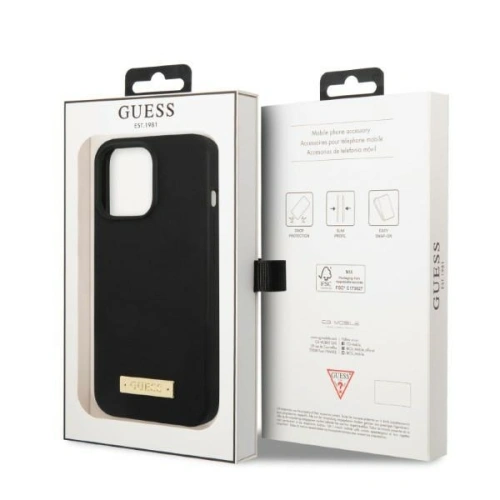 Etui Guess GUHMP13XSPLK Apple iPhone 13 Pro Max czarny/black hard case Silicone Logo Plate MagSafe