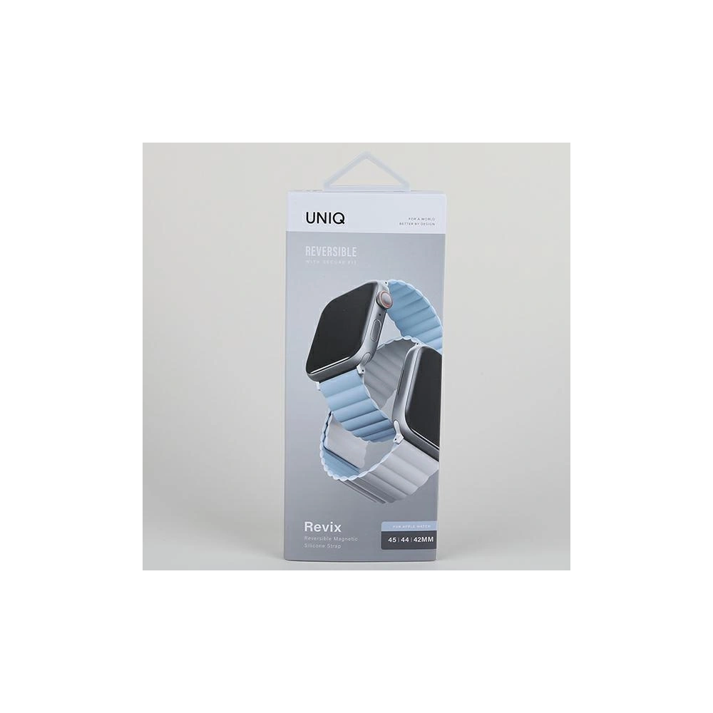 Wholesale UNIQ Revix strap Apple Watch 4/5/6/7/SE/8/9/Ultra 44/45/49mm Reversible Magnetic white-blue - UNIQ818 - {ean13} - Hurt