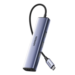 Adapter UGREEN CM475 Hub USB-C cu 3x USB 3.0, RJ45, USB-C PD (gri)