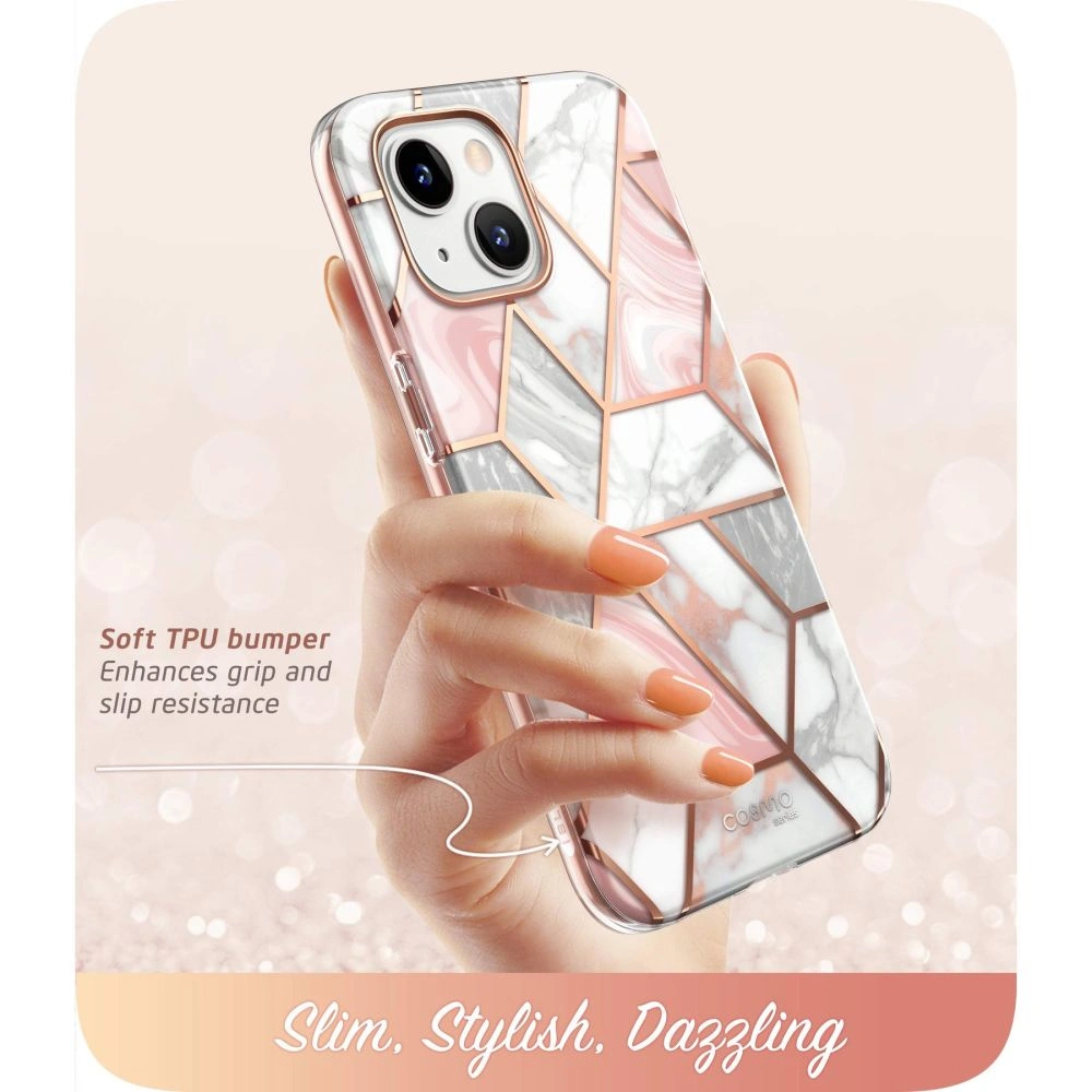 Etui Supcase Cosmo Apple iPhone 14/13 Mramorová růžová