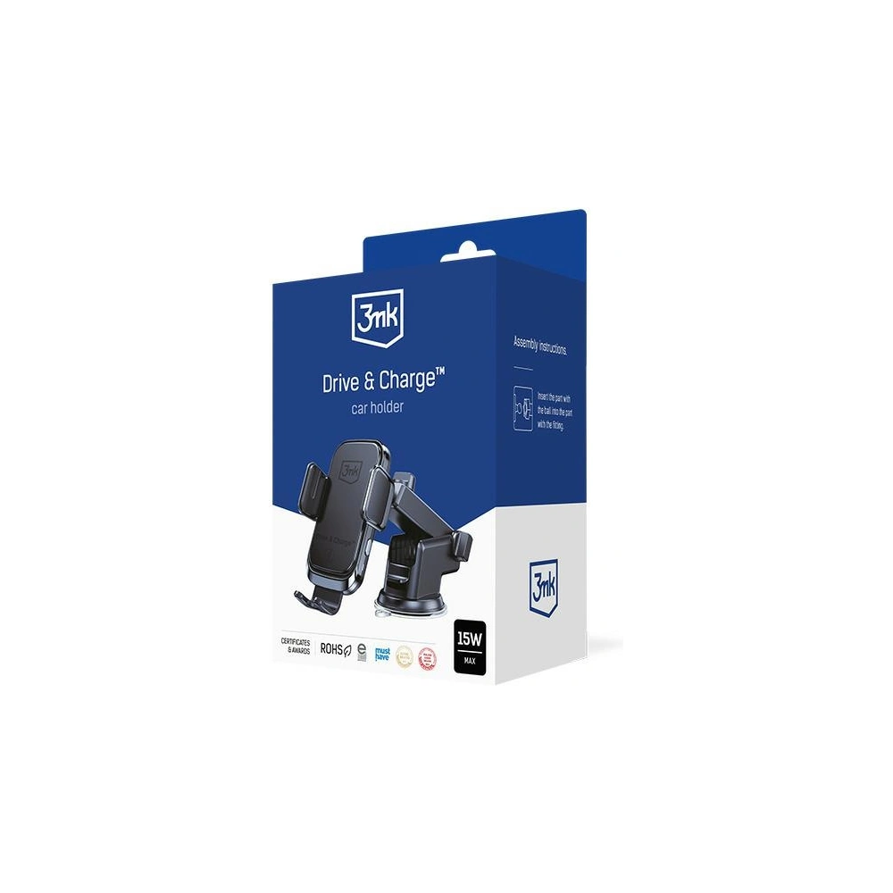 Hurtownia GSM - Automatická automobilová držák s bezdrátovou nabíječkou 3MK Drive&Charge 15W - 3MK4182 - {ean13} - Hurt