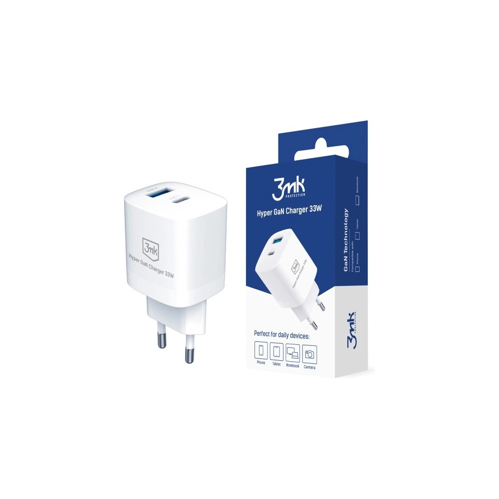 Hurtownia GSM - Hálózati töltő 3MK Hyper GaN Töltő 33W Power Delivery USB + USB-C - 3MK4183 - {ean13} - Hurt
