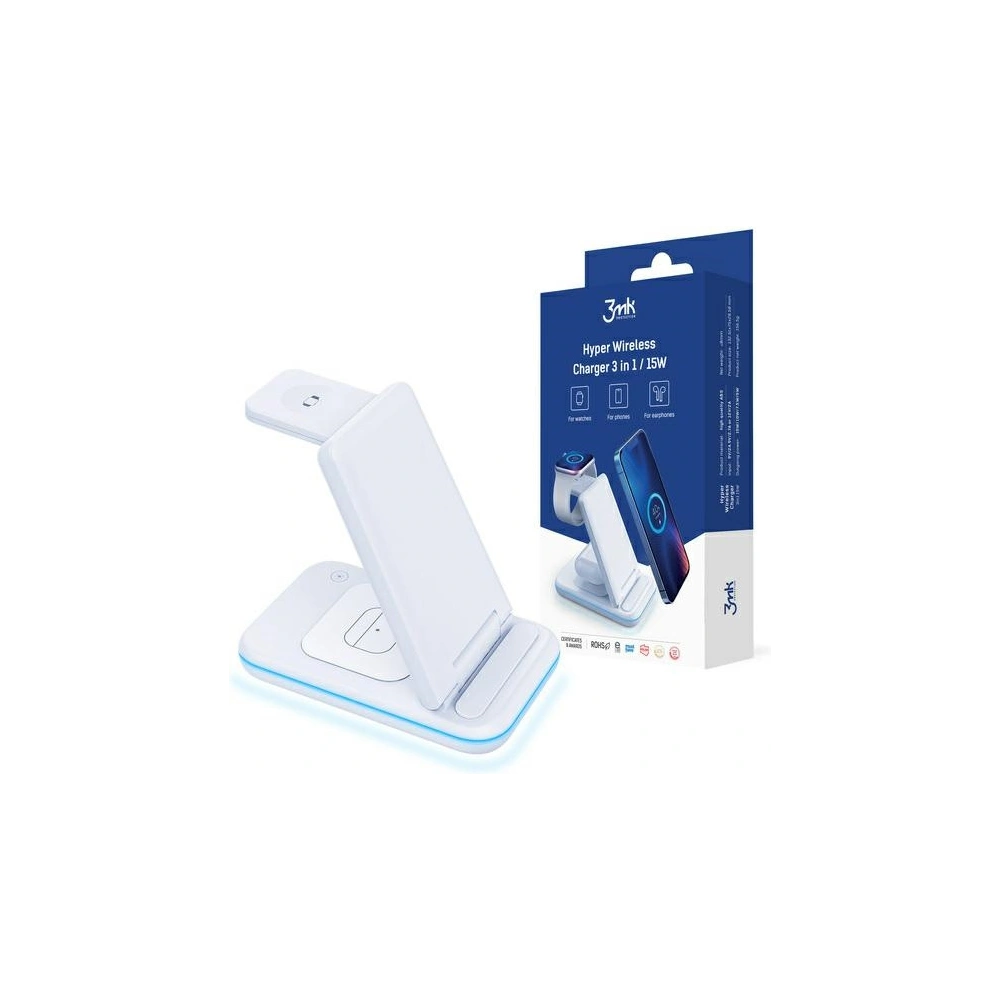 Hurtownia GSM - Încărcător wireless 3w1 3MK Hyper Wireless Charger 15W smartphone/smartwatch/căști - 3MK4184 - {ean13} - Hurt