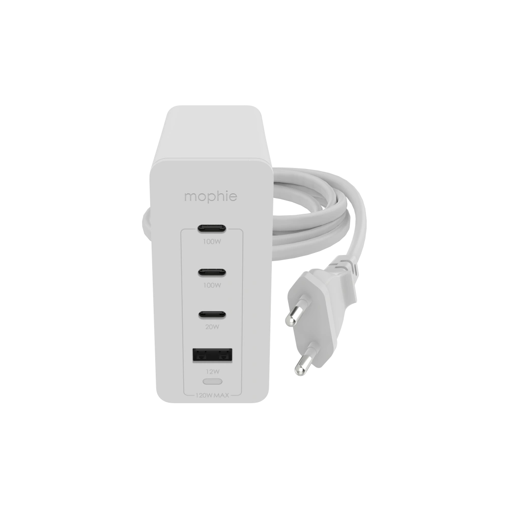 Hurtownia GSM - Síťová nabíječka Mophie GaN speedport 120W 3xUSB-C, 1xUSB-A (bílá) - MPH056 - {ean13} - Hurt