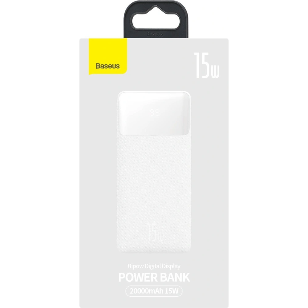 Hurtownia GSM - Powerbank Baseus Bipow 20000mAh 15W Overseas Edition biały + kabel USB-A/microUSB 0.25m biały - BSU3672 - {ean13} - Hurt