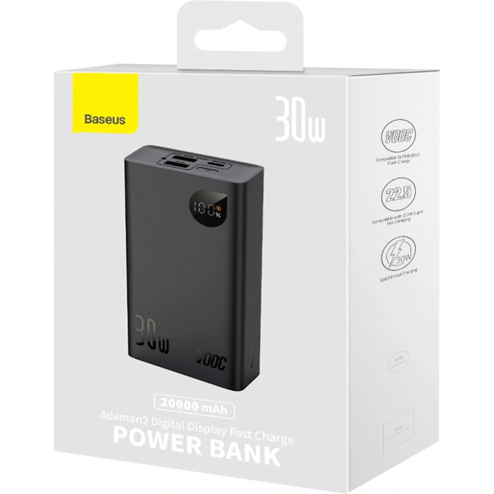 Hurtownia GSM - Powerbank Baseus Adaman2 20000mAh 30W 2xUSB/1xUSB-C Power Delivery Quick Charge SCP, Oppo Super VOOC černý - BSU3673 - {ean13} - Hurt