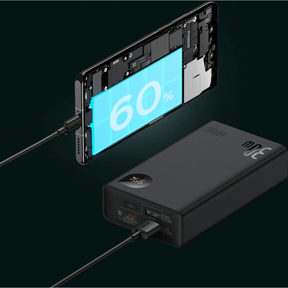 Hurtownia GSM - Powerbank Baseus Adaman2 20000mAh 30W 2xUSB/1xUSB-C Power Delivery Quick Charge SCP, Oppo Super VOOC negru - BSU3673 - {ean13} - Hurt