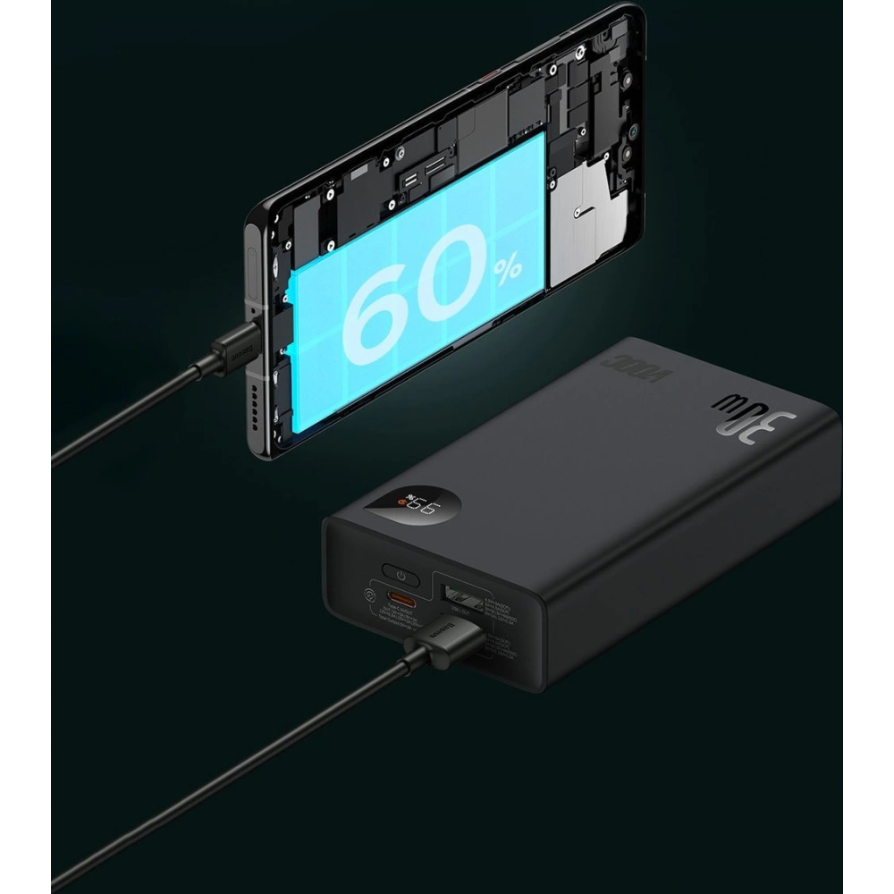 Hurtownia GSM - Powerbank Baseus Adaman2 20000mAh 30W 2xUSB/1xUSB-C Power Delivery Quick Charge SCP, Oppo Super VOOC negru - BSU3673 - {ean13} - Hurt