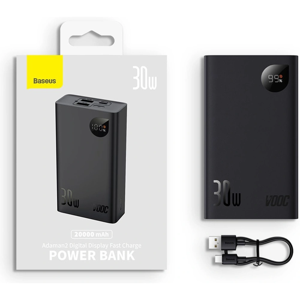 Hurtownia GSM - Powerbank Baseus Adaman2 20000mAh 30W 2xUSB/1xUSB-C Power Delivery Quick Charge SCP, Oppo Super VOOC negru - BSU3673 - {ean13} - Hurt