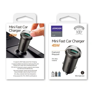 Hurtownia GSM - Autós töltő Joyroom USB/USB-C 45W 5A Power Delivery Gyors Töltés 3.0 AFC SCP szürke (C-A35) - JYR97 - {ean13} - Hurt