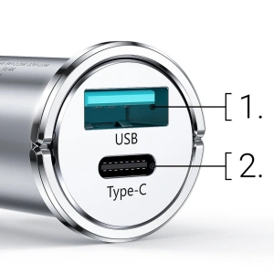 Hurtownia GSM - Autós töltő Joyroom USB/USB-C 20W 5A Power Delivery Gyors Töltés 3.0 AFC SCP szürke (C-A45) - JYR99 - {ean13} - Hurt