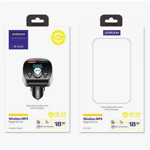 Transmiter FM Joyroom Bluetooth 5.0 MP3 micro SD 2xUSB 18W 3A QC 3.0 czarny (JR-CL02)